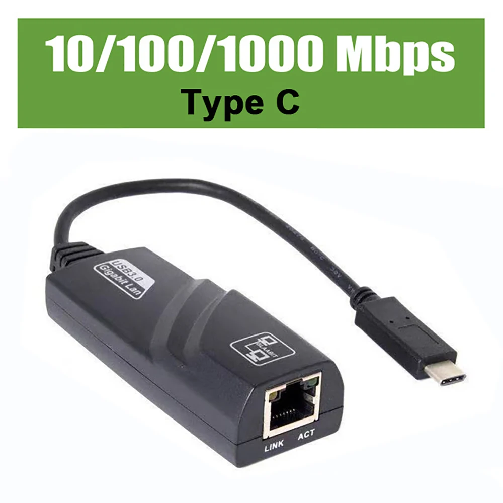 10/100/1000Mbps USB 3.0 Przewodowy adapter USB TypeC do Rj45 Lan Ethernet RTL8153 Karta sieciowa do komputera Macbook Windows Laptop
