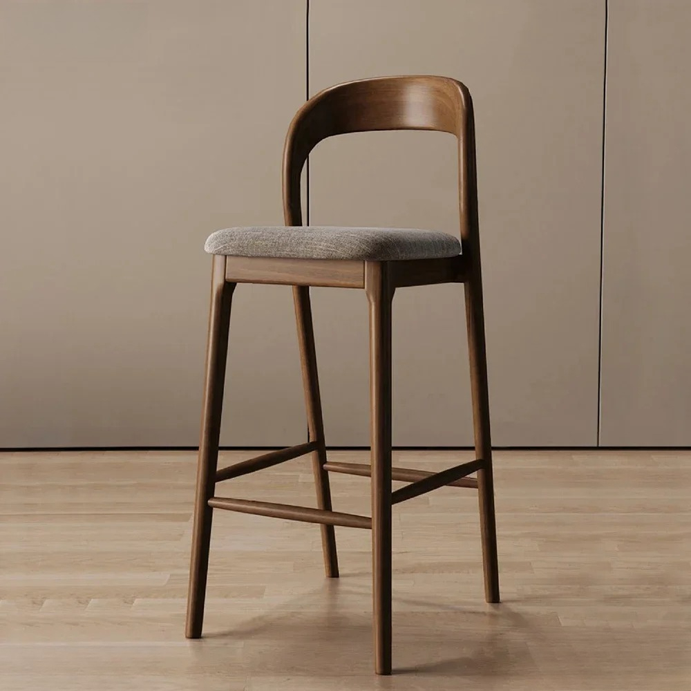 Nordic Designer Solid Wood Bar Chairs Counter Stools Island Table Dining Chair Kitchen High Legged Stool Light Luxury Furniture