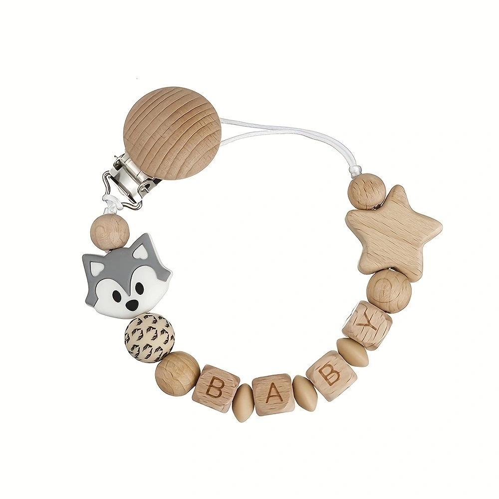 Clips de sucette en bois pour bébé, porte-mamelon factice, chaîne en Silicone, ours Koala, sucettes d'animaux, jouets de dentition