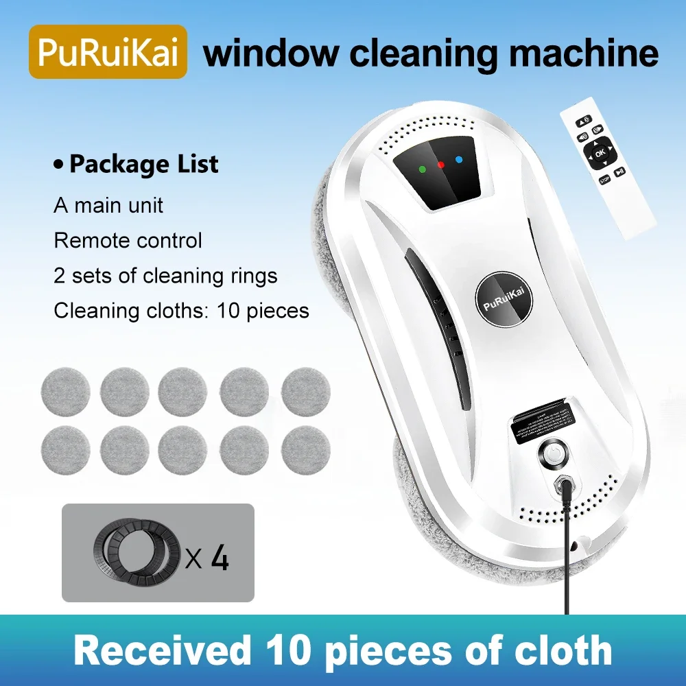 Robot de limpieza de ventanas PuRuiKai, limpiador de ventanas eléctrico de alta succión, Robot aspirador con Control remoto anticaída