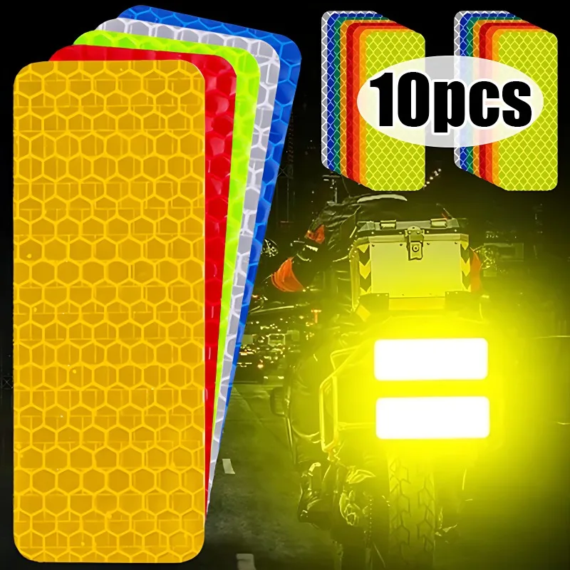 3*8 ซม.กันชนรถสติกเกอร์สะท้อนแสงแถบสะท้อนแสงเทป Secure Reflector สติ๊กเกอร์สติ๊กเกอร์เทปเตือนความปลอดภัย 10pcs