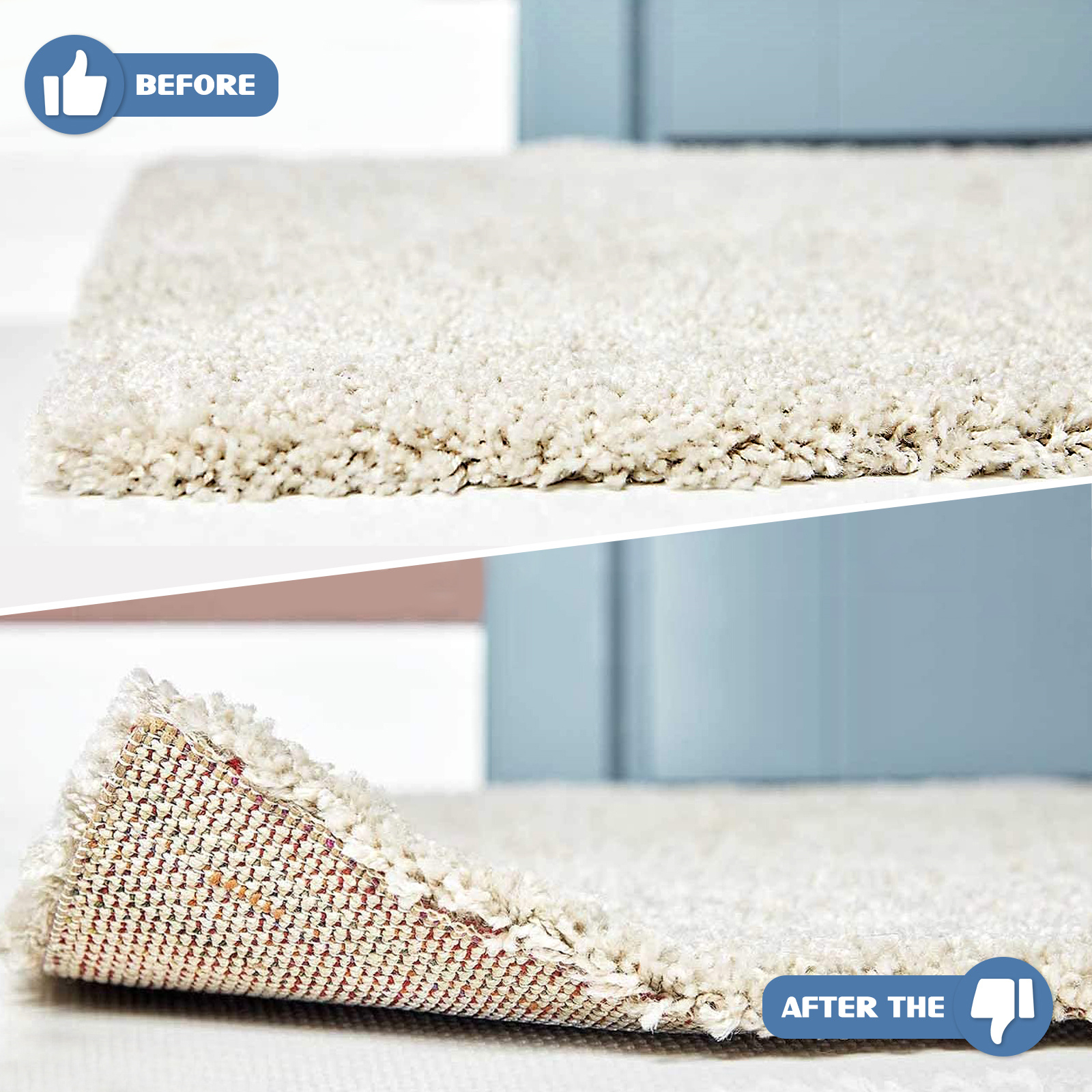 16Pcs Carpet Rug Fixing Stickers Trace-Less Non-Skid Double Sided Adhesive Pads Strong Hold Floor Protector