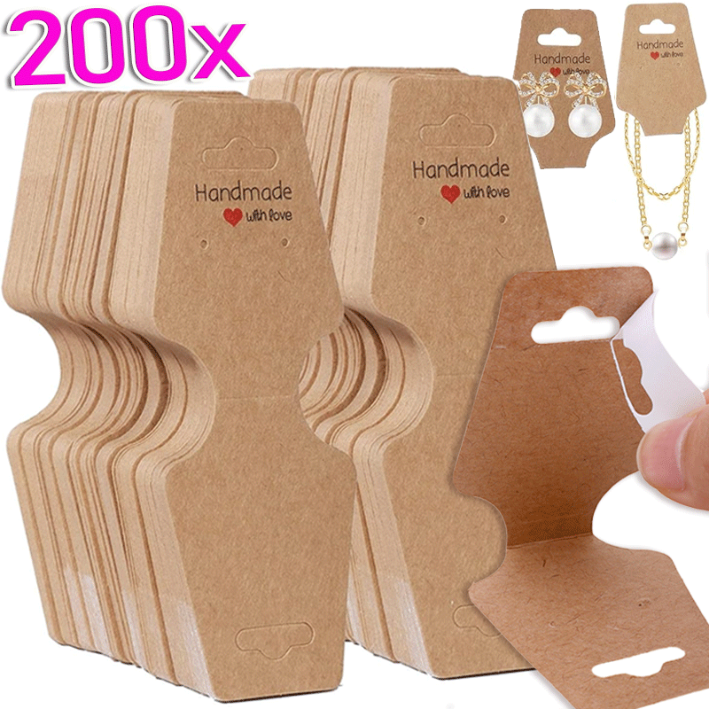 Jewelry Display Card Price Tag Foldable Kraft Paper Card For Necklace Bracelet Headband Hairband Hanging Label Packing Holder