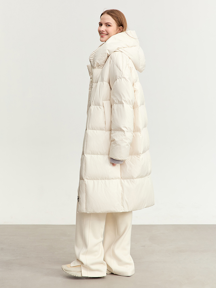 AMII минималистичный 2023, зимнее новое теплое пуховое пальто с капюшоном для женщин, свободная зимняя верхняя одежда с длинными рукавами и длинными рукавами 12324020