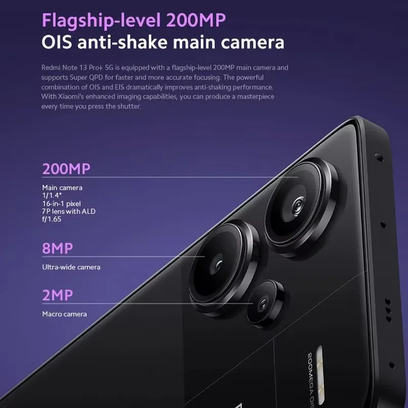Xiaomi Redmi Note 13 Pro Plus 5G Global Version 256GB/512GB MediaTek ขนาด 7200-Ultra 6.67 ''3D-โค้ง 1.5K 120Hz จอแสดงผล,1