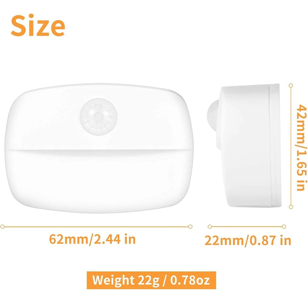 Luz LED nocturna con Sensor de movimiento para interiores, luces con pilas para pasillo, escalera, armario, dormitorio y baño
