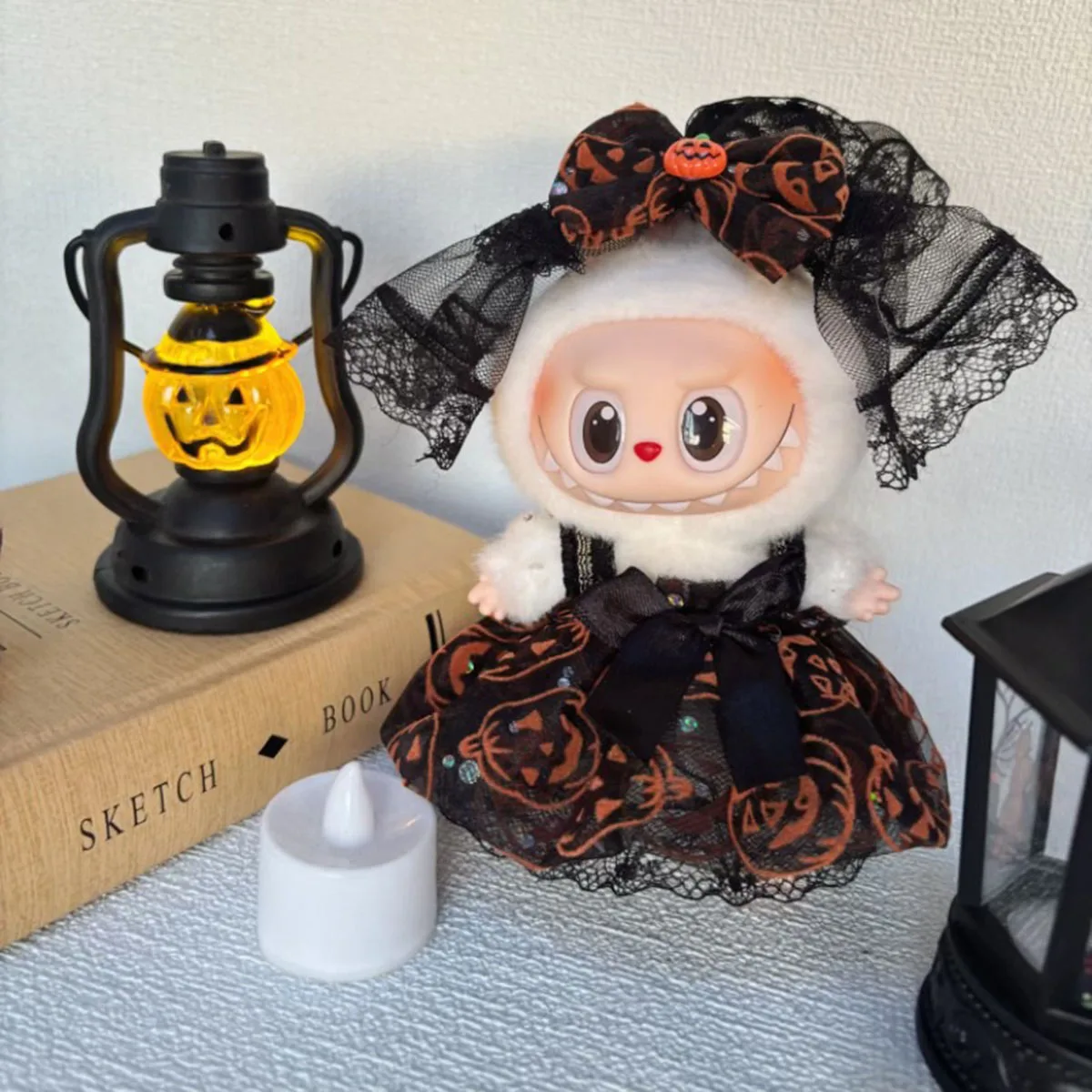 [Bez Lalki] Ubranka dla Pluszaków Halloween Dyniowe Stroje dla Labubu Ręcznie Robione Sukienki Dyniowe Akcesoria dla Lalek