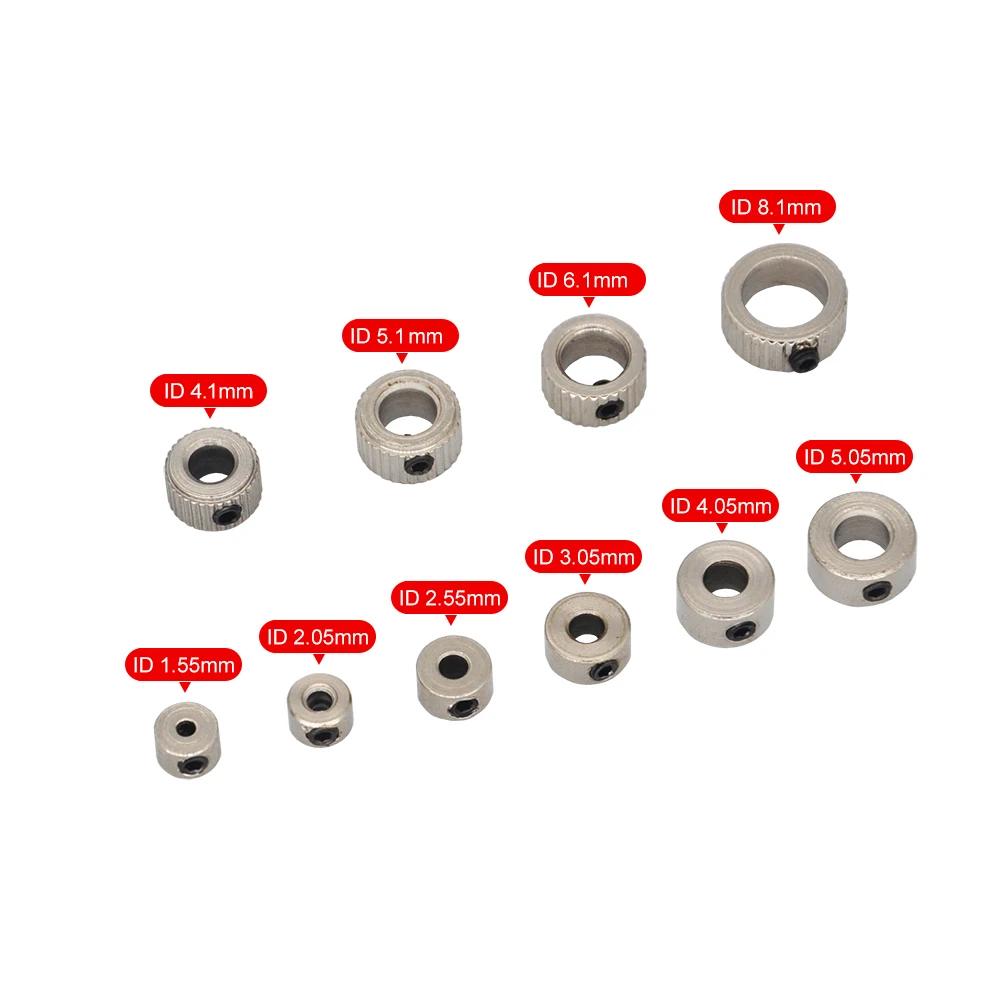 10PCS โลหะล็อคล้อคอเพลาเพลา BUSHING Landing Gear Stopper 1.6/2.1/ 2.6/ 3.1/ 4.1/ 5.1/ 6.1/ 8.1 มม.สําหรับรุ่น RC อะไหล่