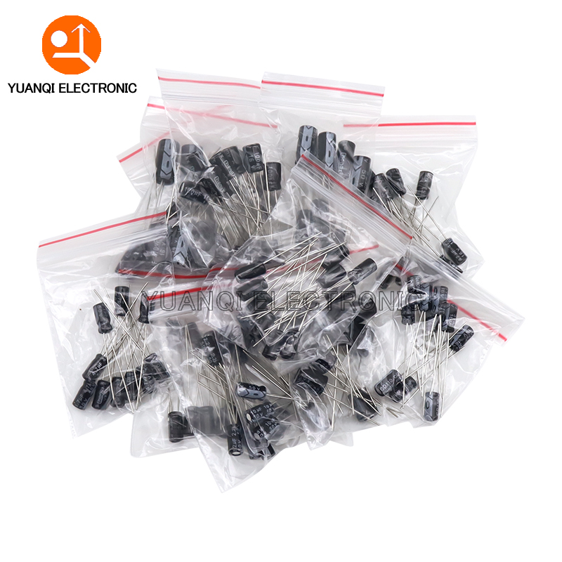 120 Uds 1 juego de 120 Uds 12 valores 0,22 UF-470 UF kit surtido de condensadores electrolíticos de aluminio paquete