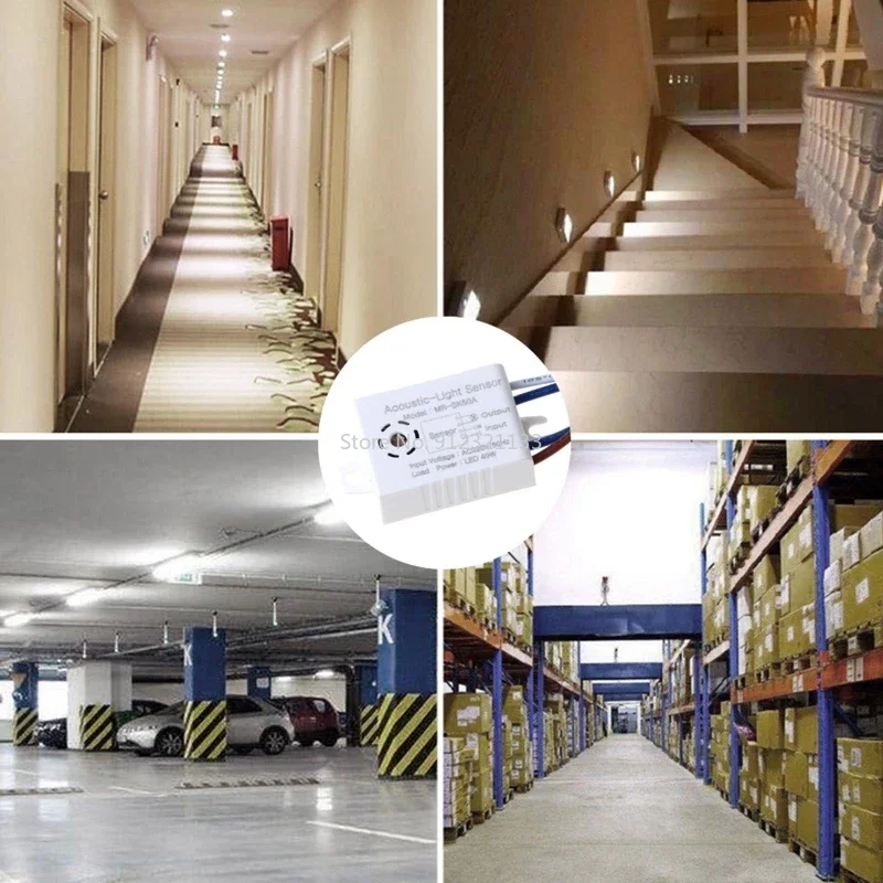 3 piezas Sensor de luz interruptor Detector sonido Sensor de voz inteligente encendido automático apagado Control de hogar inteligente para pasillo baño almacén escalera