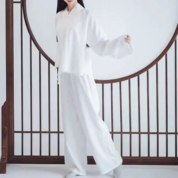 Hanfu Chinesische Ming-Dynastie Traditionelle Runde Kragen Robe Futter Original Weiße Innere Tragen Kleidung Taoistischen Robe Dessous Kostüm