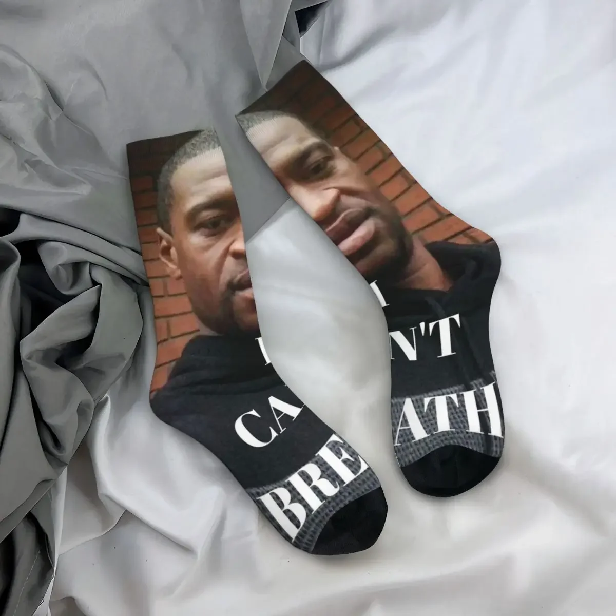 Calcetines de moda para hombre y mujer, medias transpirables con estampado de Crazy George Floyd I Can't Breathe, primavera, verano, Otoño e Invierno