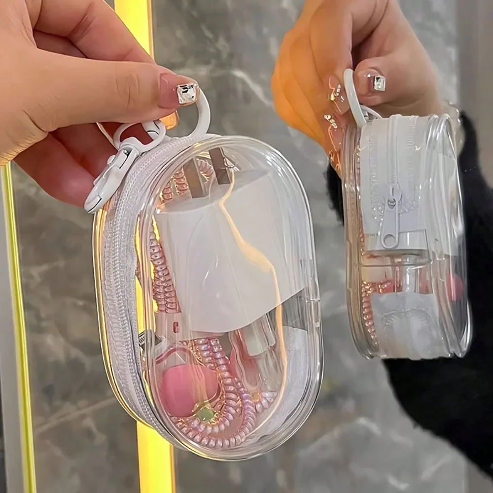 Estuche para auriculares, Protector transparente colorido, caja de 1/2 Uds., muñecas de peluche, bolsa organizadora de exhibición para exteriores con llavero, accesorios para muñecas