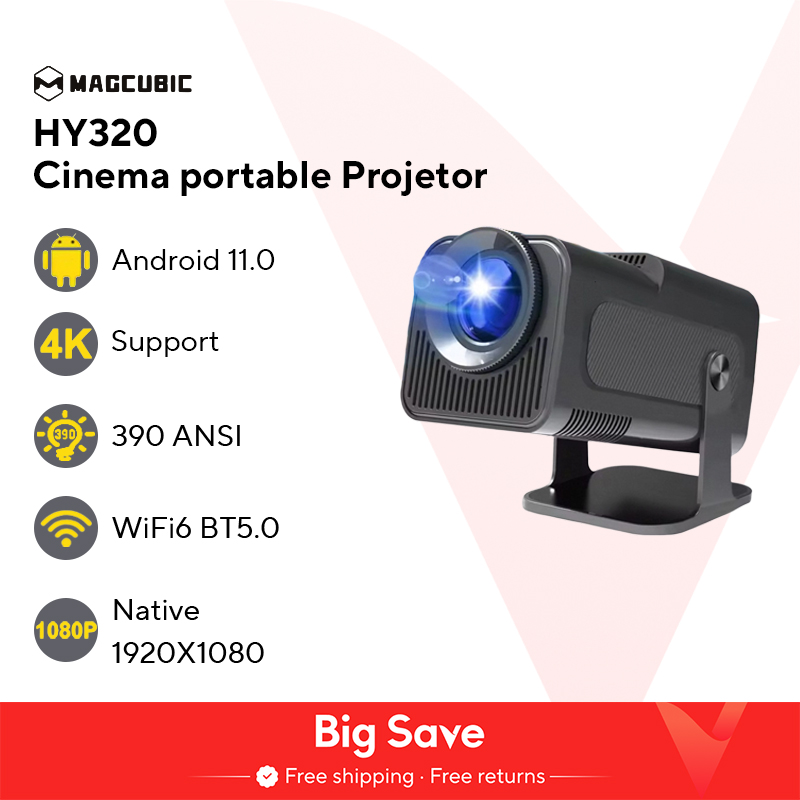 Proyector Magcubic 4K Android 11 nativo 1080P 390ANSI HY320 Dual Wifi6 BT5.0 1920*1080P proyector portátil de cine actualizado HY300