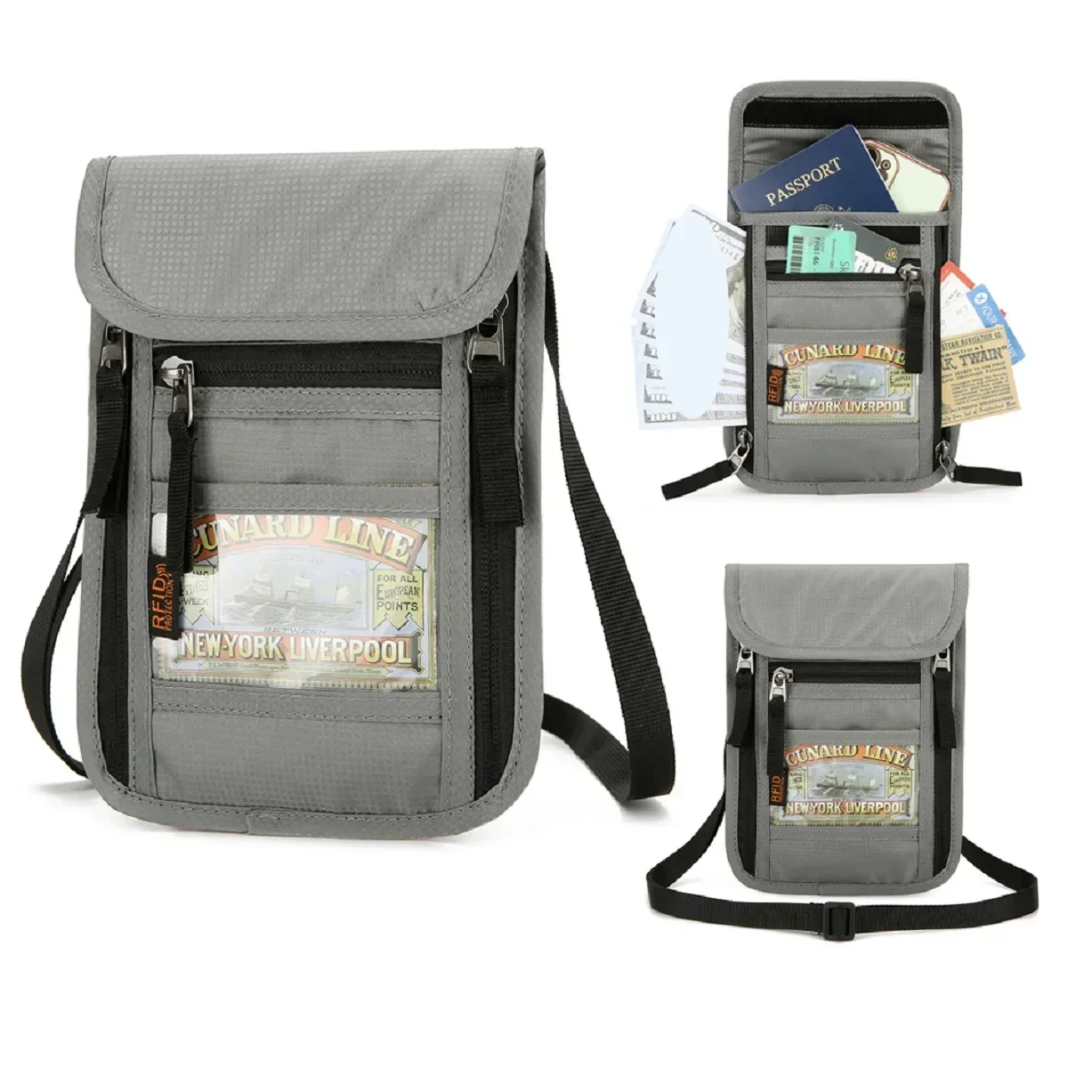 Tarjeta de identificación, tarjeta bancaria, billetera que se puede colgar en el cuello, bolsa de identificación impermeable multifuncional