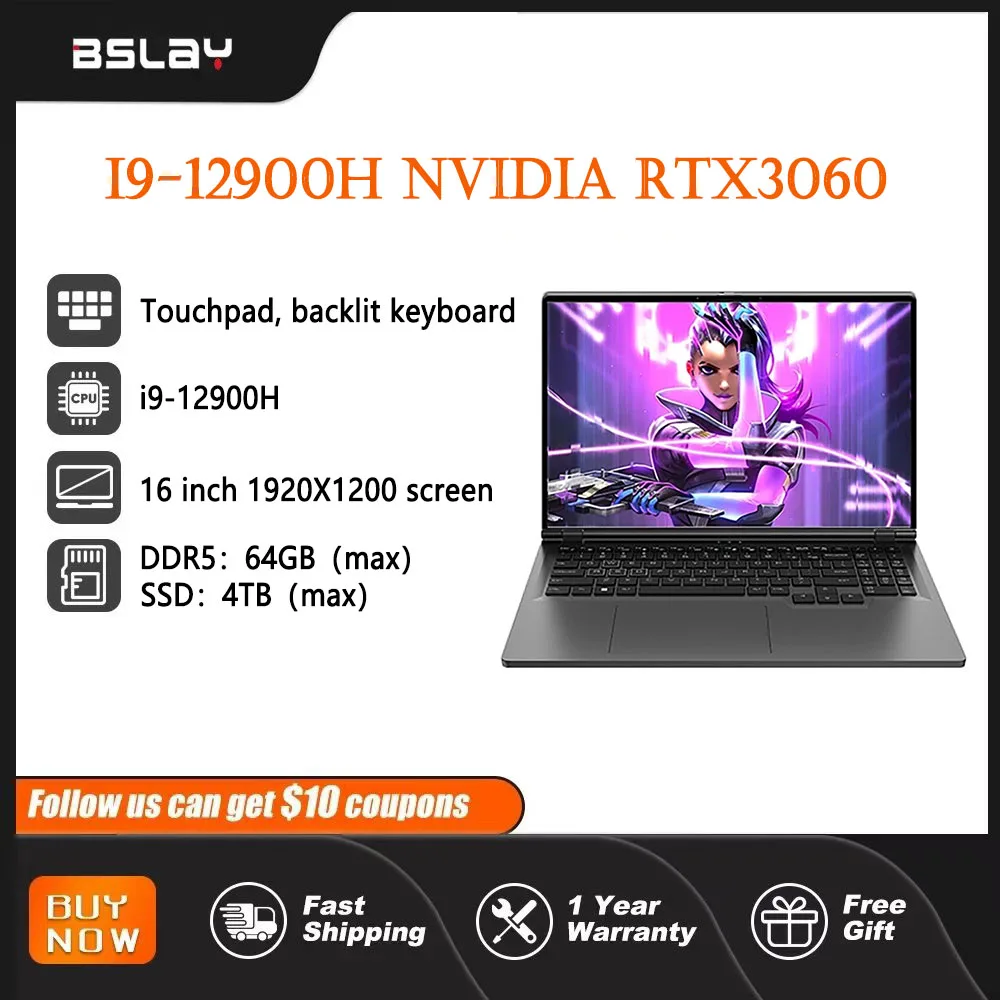 Portátil para juegos de 16 pulgadas Intel Core i9-12900H NVIDIA RTX 3060 6G Win11 64GB DDR4 4TB SSD WiFi5 BT5.2 cámara portátil de alta definición
