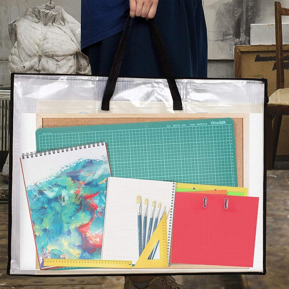 Bolsa de portafolio de Arte de Pvc, bolsillo de almacenamiento grande para póster, organizador de gran capacidad con bolsillo, 25x19 pulgadas