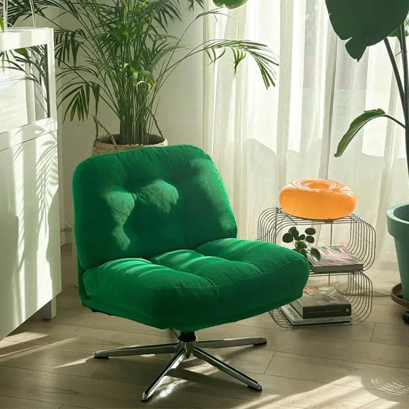 Sofá individual, silla de tela de pana verde, muebles para el hogar, sala de estar, escritorio, respaldo, taburete de maquillaje para dormitorio personalizado