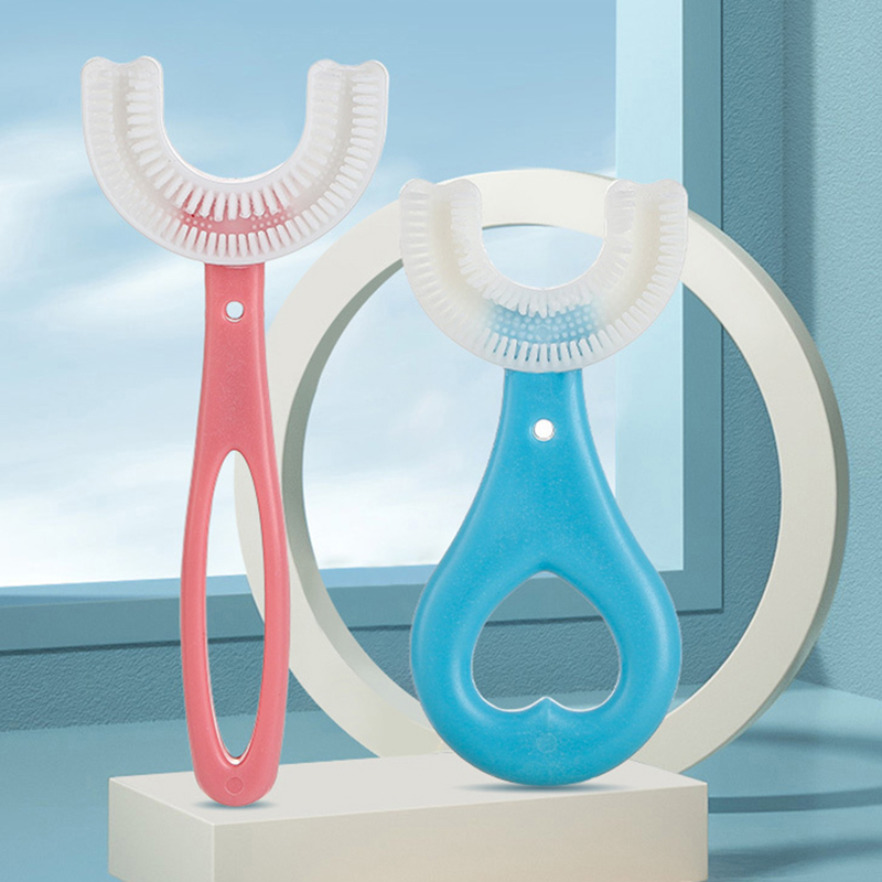 Cepillo de dientes para bebé, cepillo de dientes para niños en forma de U de 360 grados, mordedores, cepillo para bebé, limpieza de cuidado bucal de silicona para niños