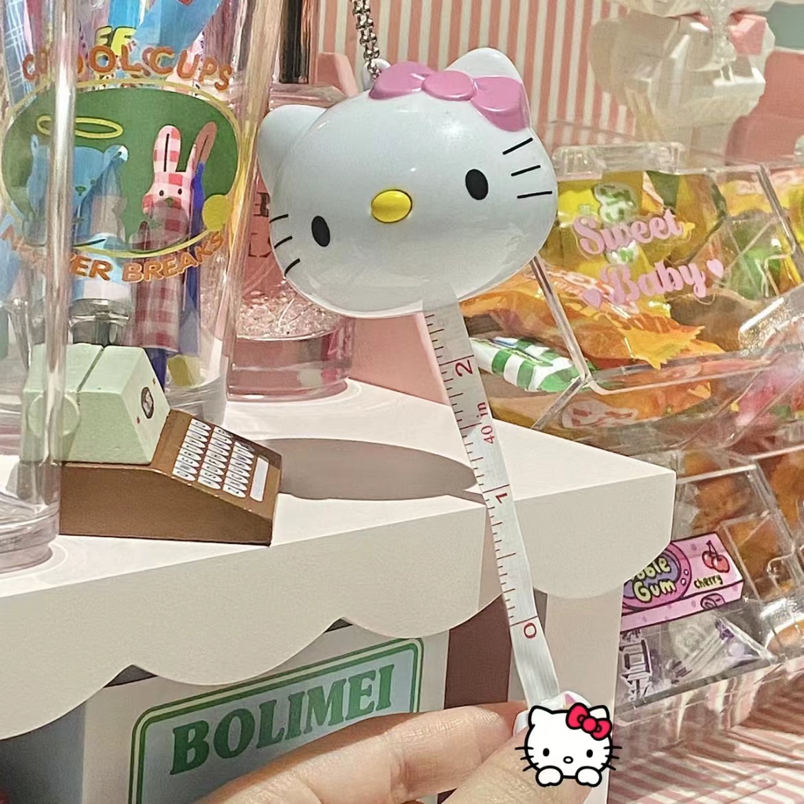 Sanrio Hello Kitty dessin animé ruban à mesurer auto-télescopique mignon Kt chat mètre règle Mini pendentif ruban à mesurer souple règle droite