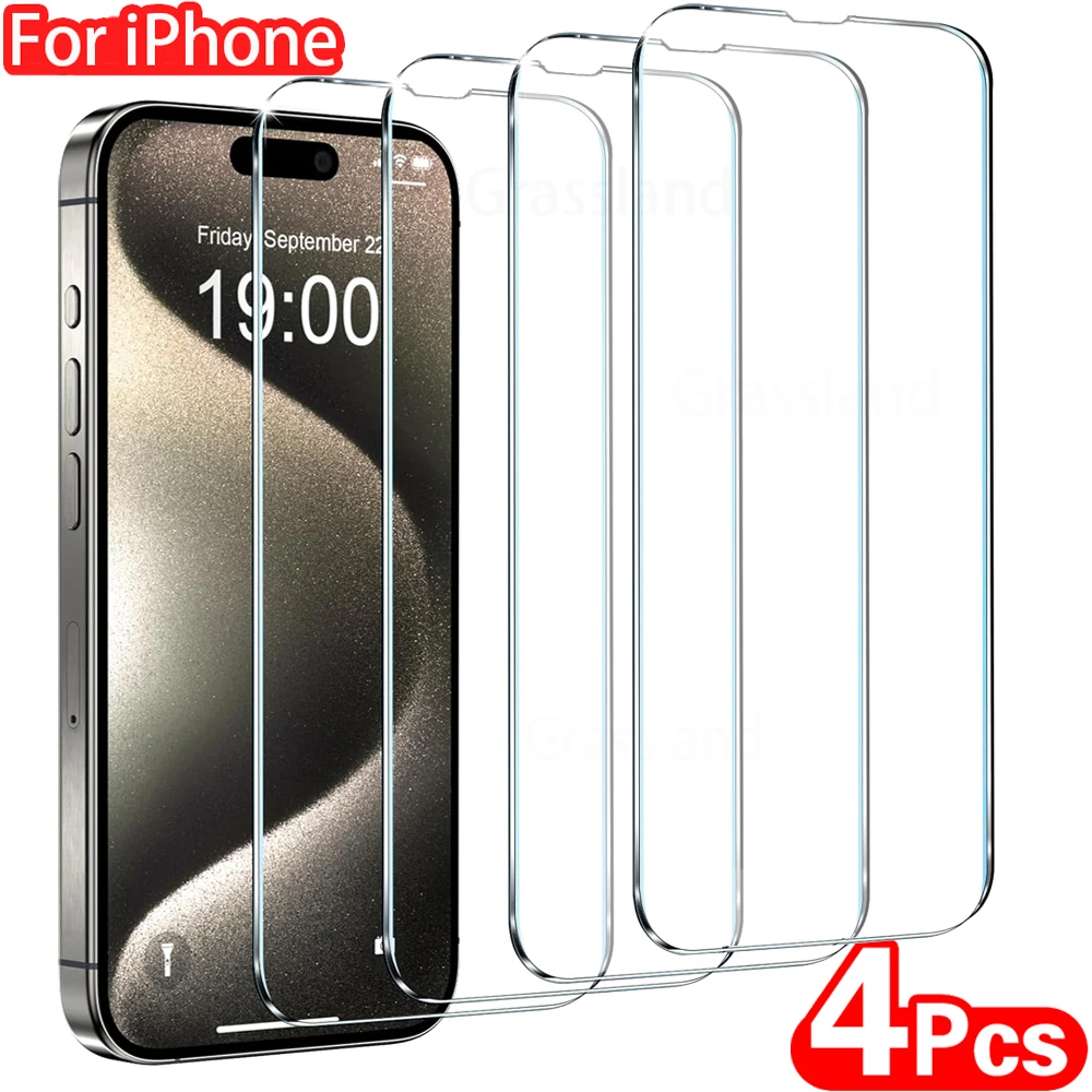 4Pcs Gehärtetem Glas Für iPhone 15 14 13 12 11 Pro Max Screen Protector Für iPhone 6 7 8 plus X XS Max XR Schutz Glas Film