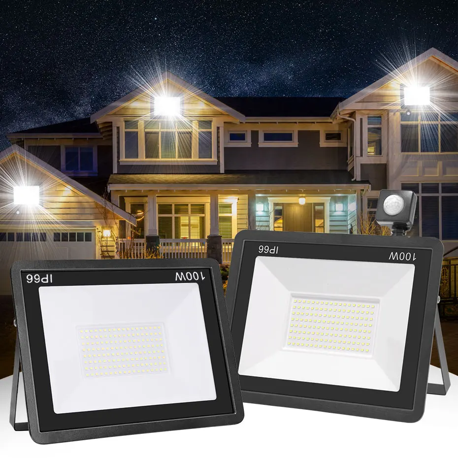 Đèn Pha LED Cảm Biến Chuyển Động Cảm Biến 220V 10W 20W 30W 50W 100W 150W Phản Quang siêu Sáng Chống Nước Chống Thấm Nước IP66 Ngoài Trời Cảm Ứng Ánh Sáng