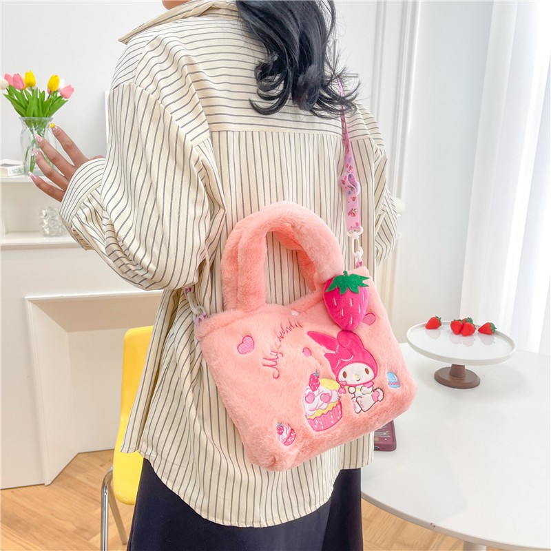 Sanrio Hello Kitty Borsa in peluche Kawaii Kuromi My Melody Simpatico cartone animato Anime Borsa Cinnamoroll Borse di stoccaggio Borse da donna Regali per ragazza