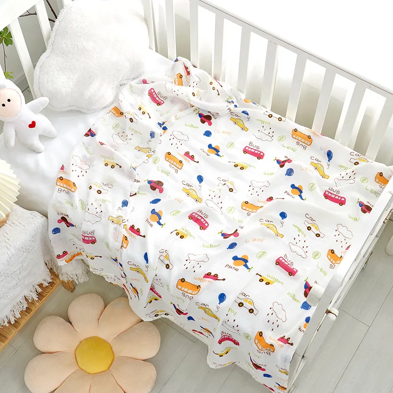 Newborn Baby Blanket Bamboo Cotton Swaddling Wrap Soft Thin Bedding Bath Towel 2 Layer Gauze Stroller Blankets