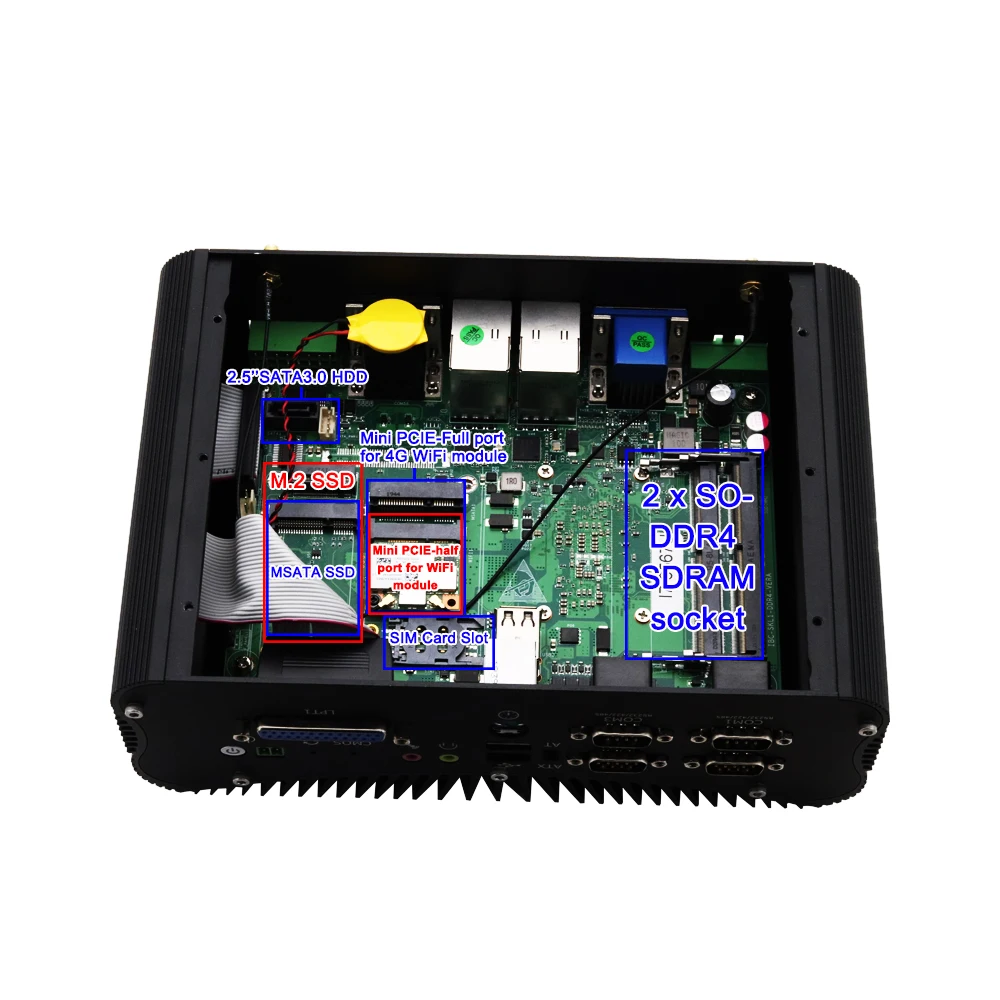 6-COM безвентиляторный промышленный блок ПК Core i7-1195G7 i5 1135G7 Dual 2.5G LAN Windows 10 Linux Компактный промышленный компьютер GPIO 4G SIM