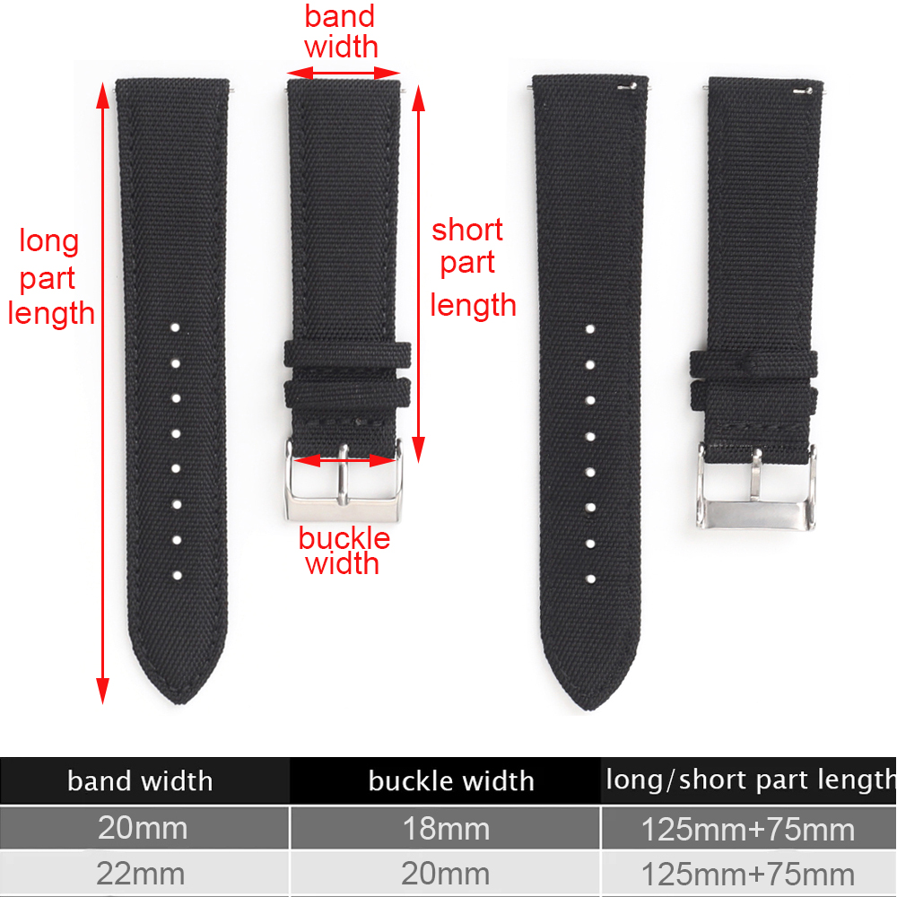 18mm 19mm 20mm 21mm 22mm 24mm Waterproof Sailcloth Watch Strap Two-Sided Nylon Watchband Quick Release Band Sport Belt For Men