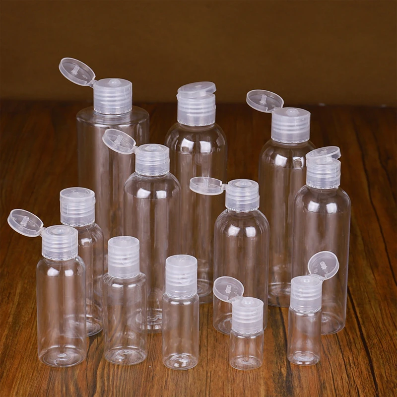 50pcs 20ml 30ml 50ml 100ml Plastic Squeeze Bottle with Flip Cap PET Lotion Shampoo Bottle Empty Cosmetic Sample Container Travel