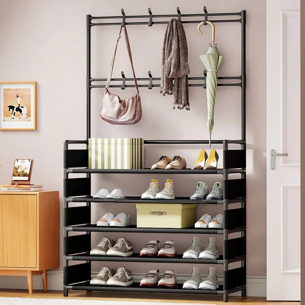 Вешалка для одежды, многослойная полка для обуви, дверной проем, полка для шляп и обуви своими руками, простой напольный органайзер для гостиной, стеллажи для хранения