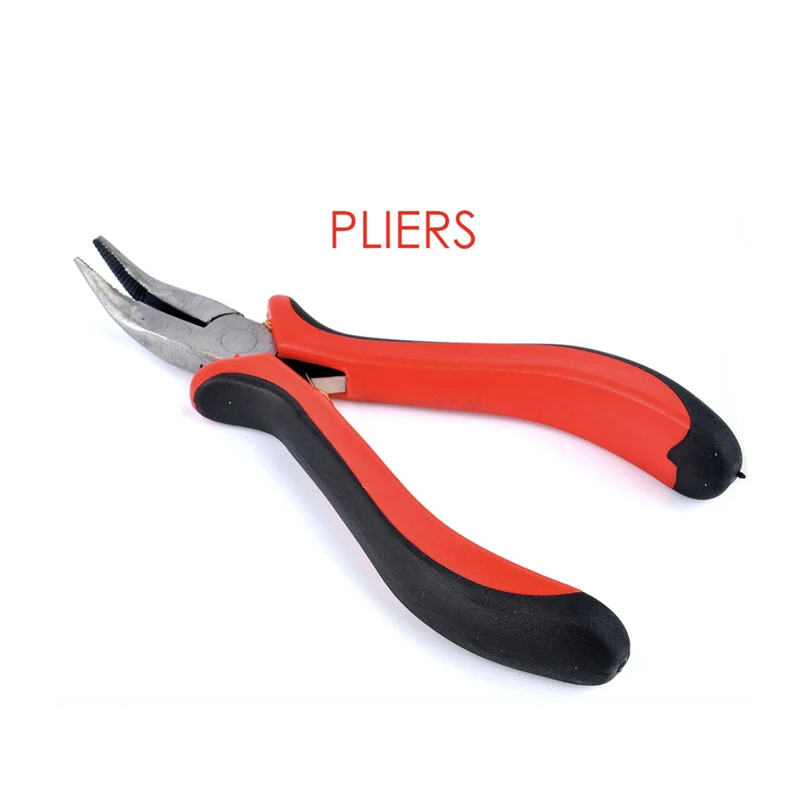 I-Tip Haarverlängerungs-Werkzeug-Set mit Zange, Zughaken, Perlengerät, 100 Stück, 5 mm, Mikroglieder, Ringe, Perlen, Haarverlängerungszubehör