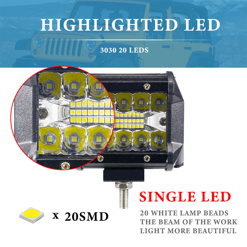 12V 60W LED Bar Offroad Spot Flood Combo LED-lichtbalk Werklamp voor vrachtwagen Auto SUV ATV UTV 4WD LED-koplampen 12V 60W LED Bar O