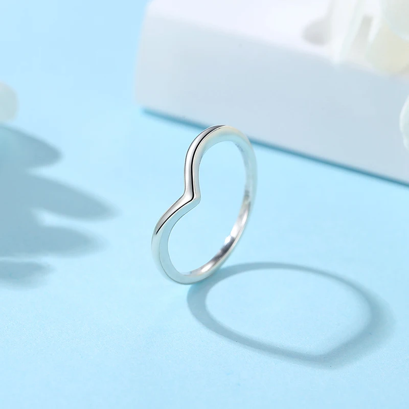 Anelli originali in argento sterling 925 per le donne Amore Cuore Corona Wishbone Anello di fidanzamento nuziale Regalo di gioielli di lusso in oro rosa