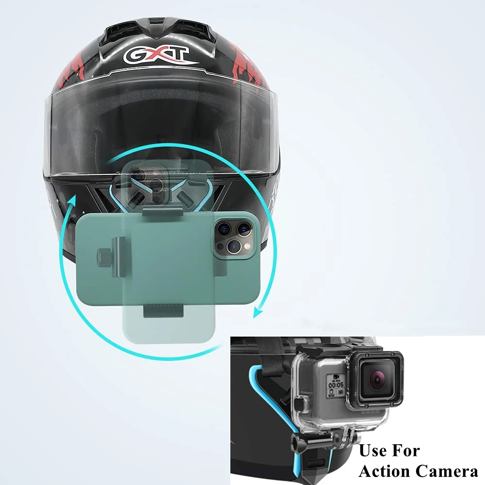 GoPro Hero 12 10 9 8 7 액션 스포츠 카메라 홀더 오토바이 카메라 휴대 전화 용 오토바이 헬멧 전화 스탠드 마운트 홀더