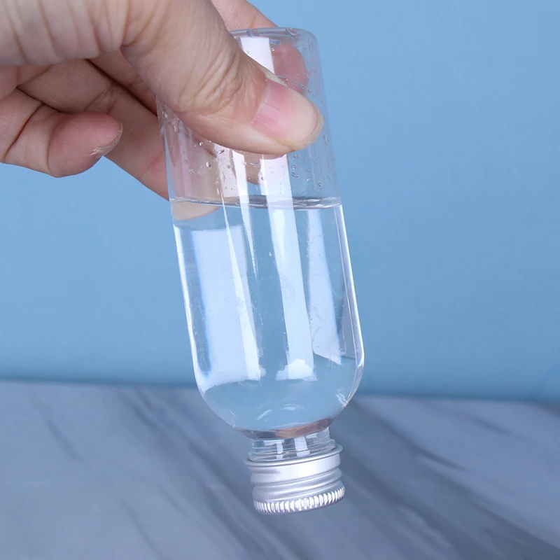 50 Uds 5ml 10ml 30ml 50ml 100ml botella de plástico tapa de aluminio botella de muestra de loción transparente contenedor cosmético vacío para viaje