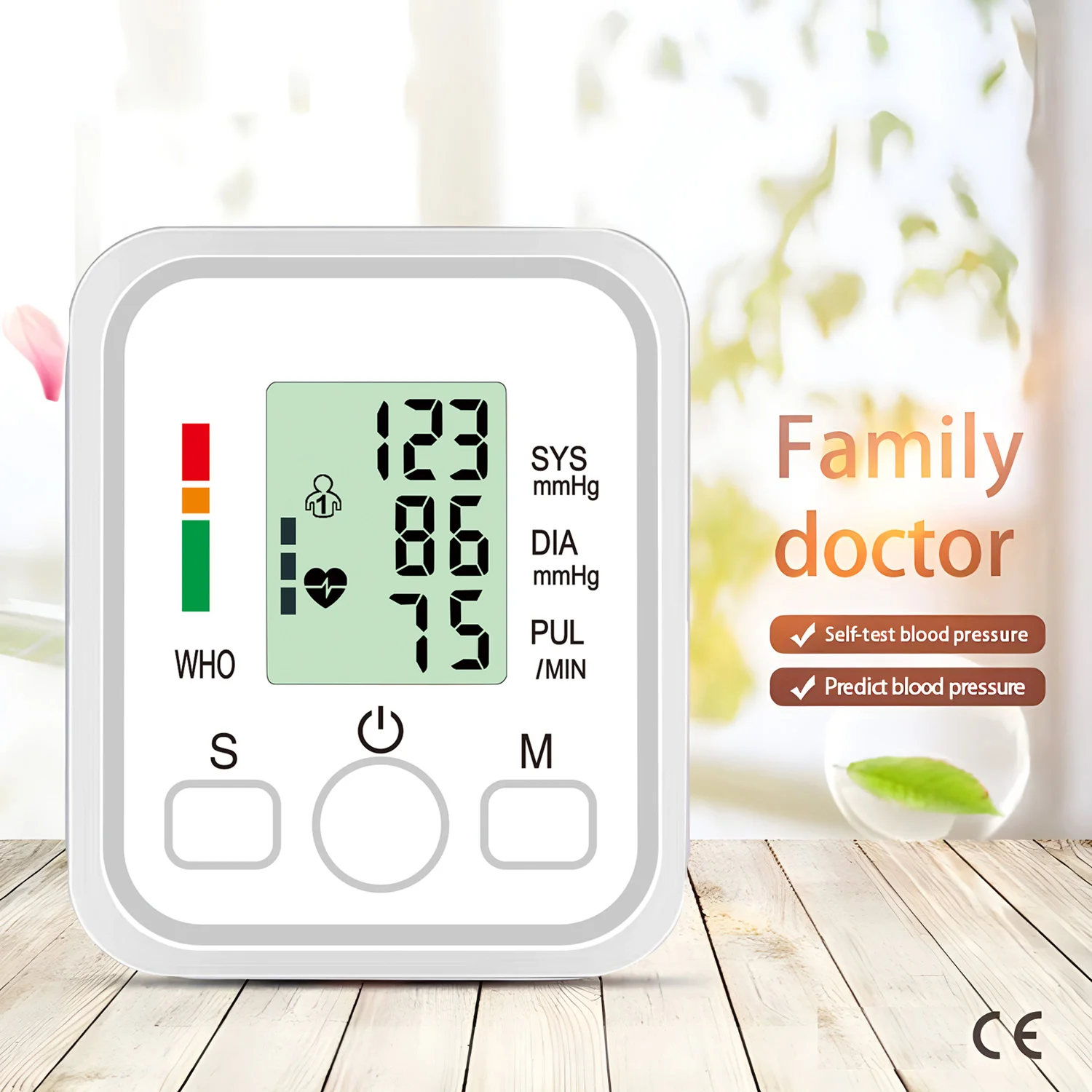 Esfigmomanómetro de brazo para el hogar, esfigmomanómetro Digital LCD, Monitor de presión arterial