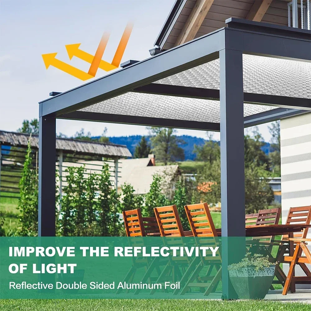 Двусторонняя алюминиевая пленка, светоотражающая изоляция, пенопластовый лист, фольга, пузырьковый рулон для сохранения тепла, теплозащитный экран, излучающий барьер 1MX3M