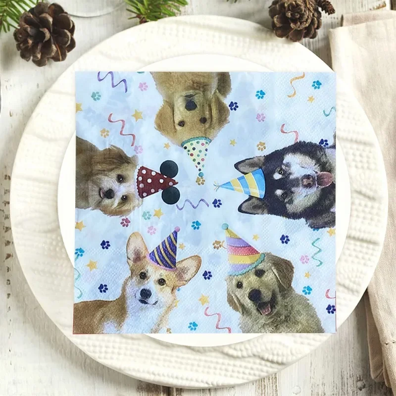 10/20pcs 33*33cm 2-Ply New Pet Dog Printed Paper Napkins Children's Pet Themed Party Napkins Decorative Paper Placemats