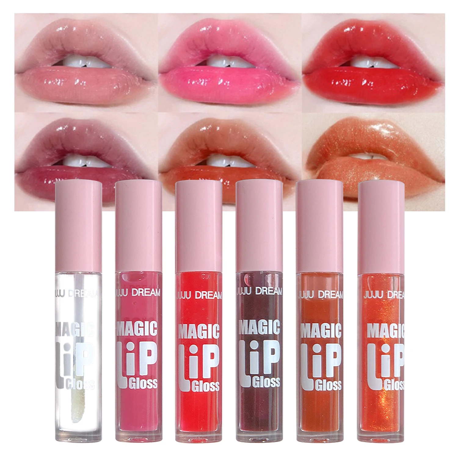 Set di lucidalabbra Fine Sparkling da 6 pezzi: set di lucidalabbra lucidi e idratanti, antiaderenti, non sbiaditi, facile da colorare, un regalo per le donne