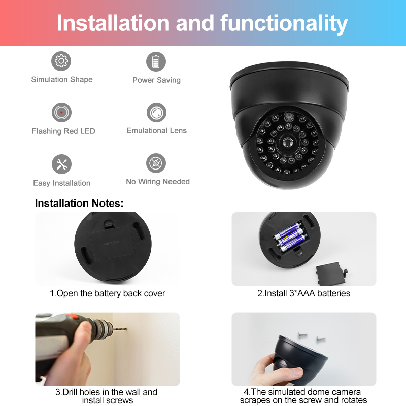 Fake Camera Dummy CCD Beveiligingscamera Simulatie Camera Realistisch Rood Knipperend Led Home Office Surveillance Systeem Schrikken Diefstal