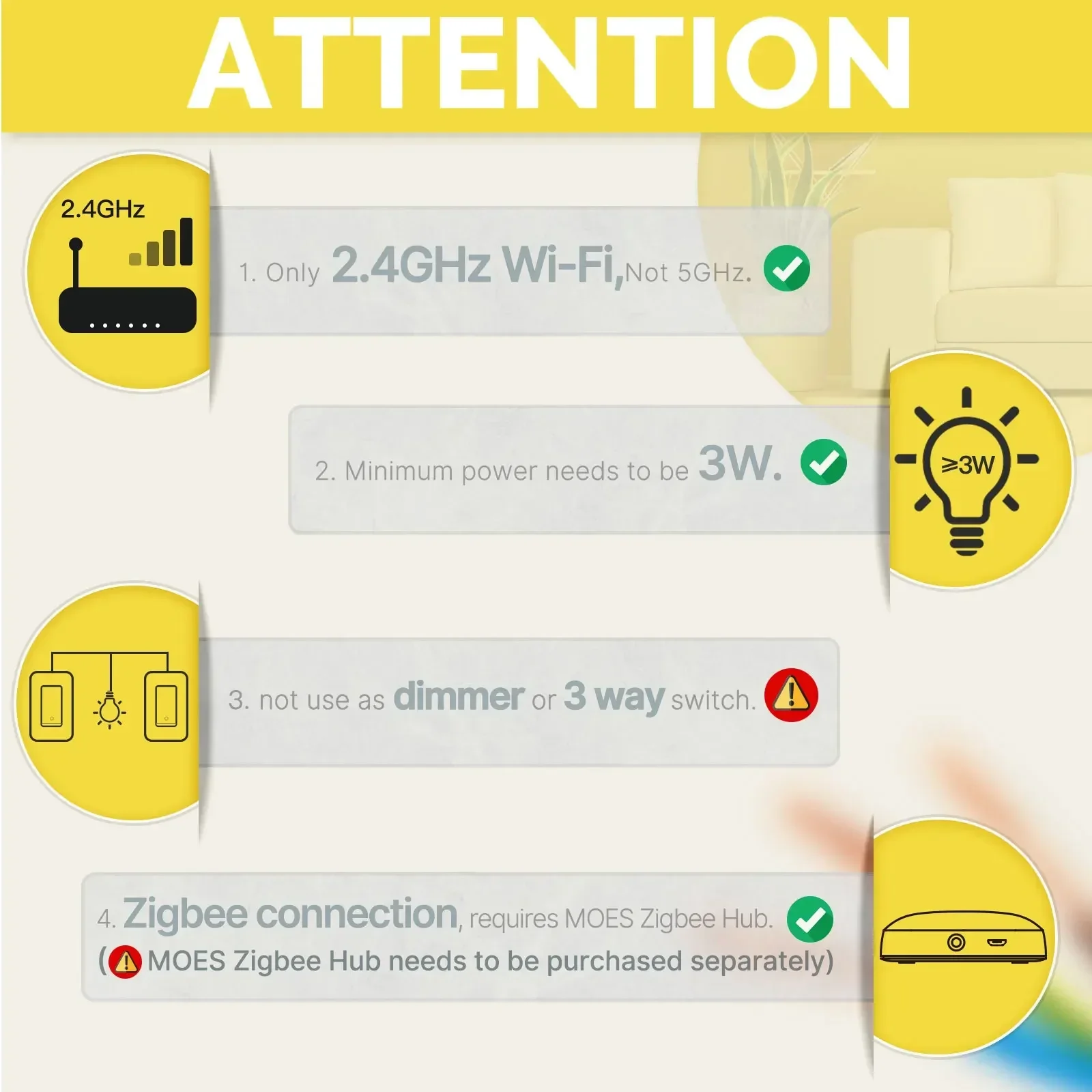 MOES Tuya ZigBee inteligentny włącznik światła nam przycisk przełącznik do montażu ściennego pracy z neutralnym przewodem Alexa Google Home/nie jest wymagany przewód neutralny