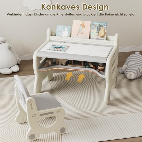 Ensemble de table et chaise pour enfants, table d'activités en plastique avec chaise, ensemble de table et chaise pour tout-petit, lecture, dessin, temps de collation
