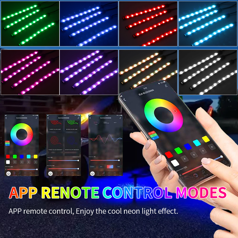 Motordecoratie Strip Motor Draadloze afstandsbediening Muziek APP Controle Auto RGB Sfeer Decoratieve lamp
