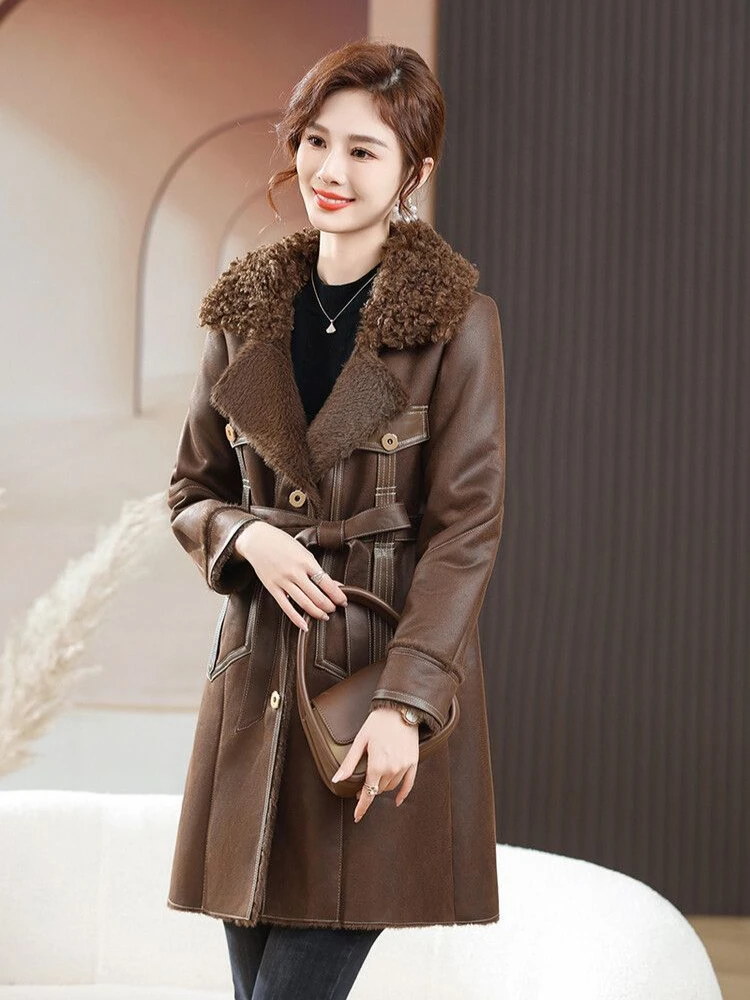 Neue Outwear Herbst Winter Parkas Medium Stil Pelz Einem Mantel in Mode Warme Jacke Nachahmung Fuchs Pelz Atmosphäre Frauen Mantel