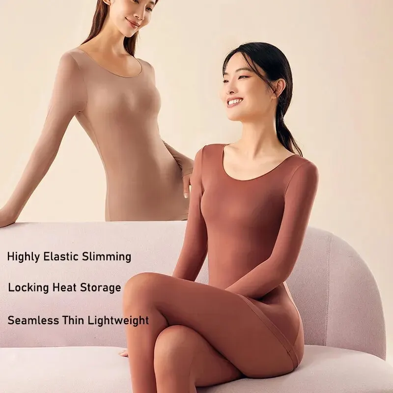 Winter Autumn Women Thermal Underwear Long Sleeves Bottoming Shirt Pullover Elastic Casual Solid Ladies Basic Thermal Tops 2025