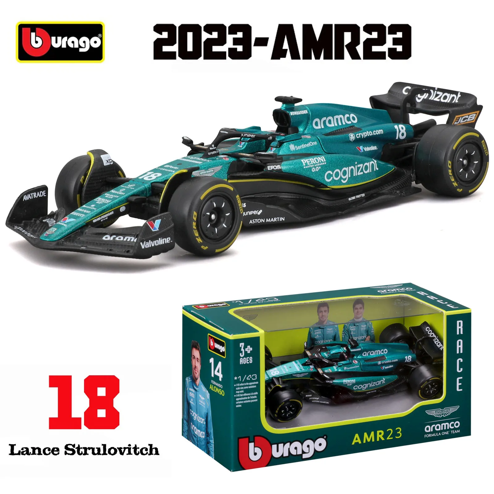 Bburago 1:43 2024 RB20 SF24 W14 W13 SF23 MCL60 RB19 RB18 W12 F1 coche de fórmula de carreras simulación estática coche modelo de aleación fundida
