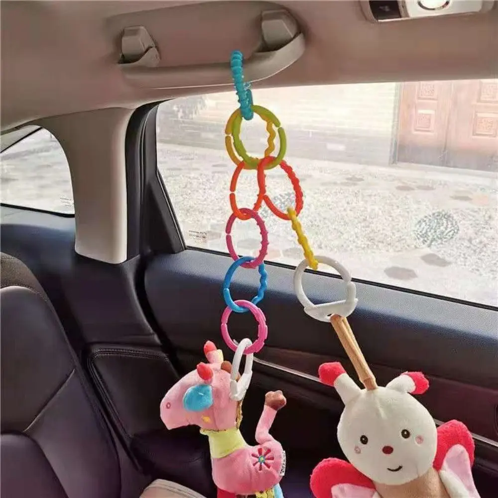 24pcs/set Stroller Plastic Connecting Rings Early Education Clip on Teething Rings for Babies Multicolor Multifunctional