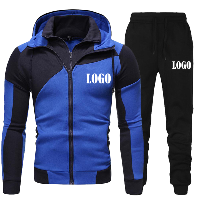Conjunto de Sudadera con capucha personalizada, Sudadera con capucha con doble cremallera a la moda, chándal para hombre, ropa deportiva, Jersey, sudadera, trajes/conjuntos, sudaderas con capucha y pantalones